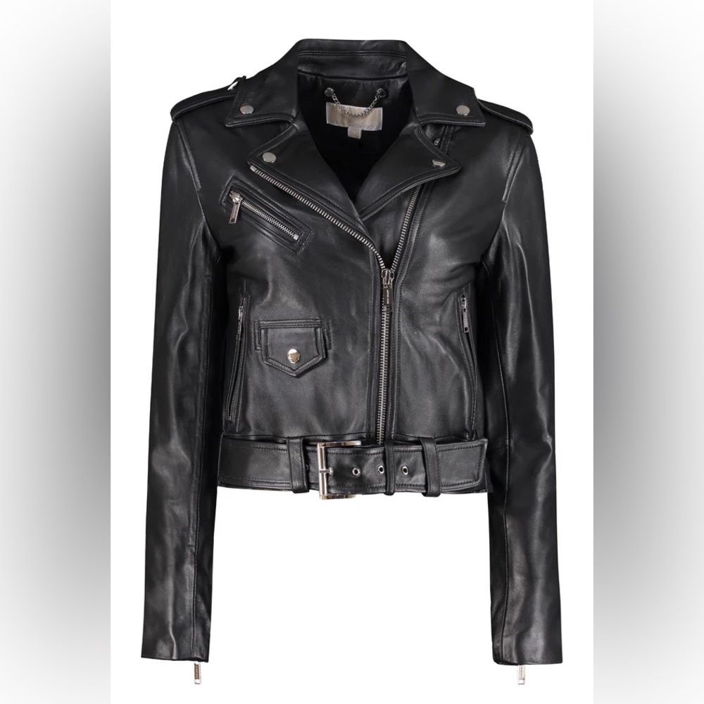 MICHAEL KORS SIZE M Women's Black Leather Jacket
